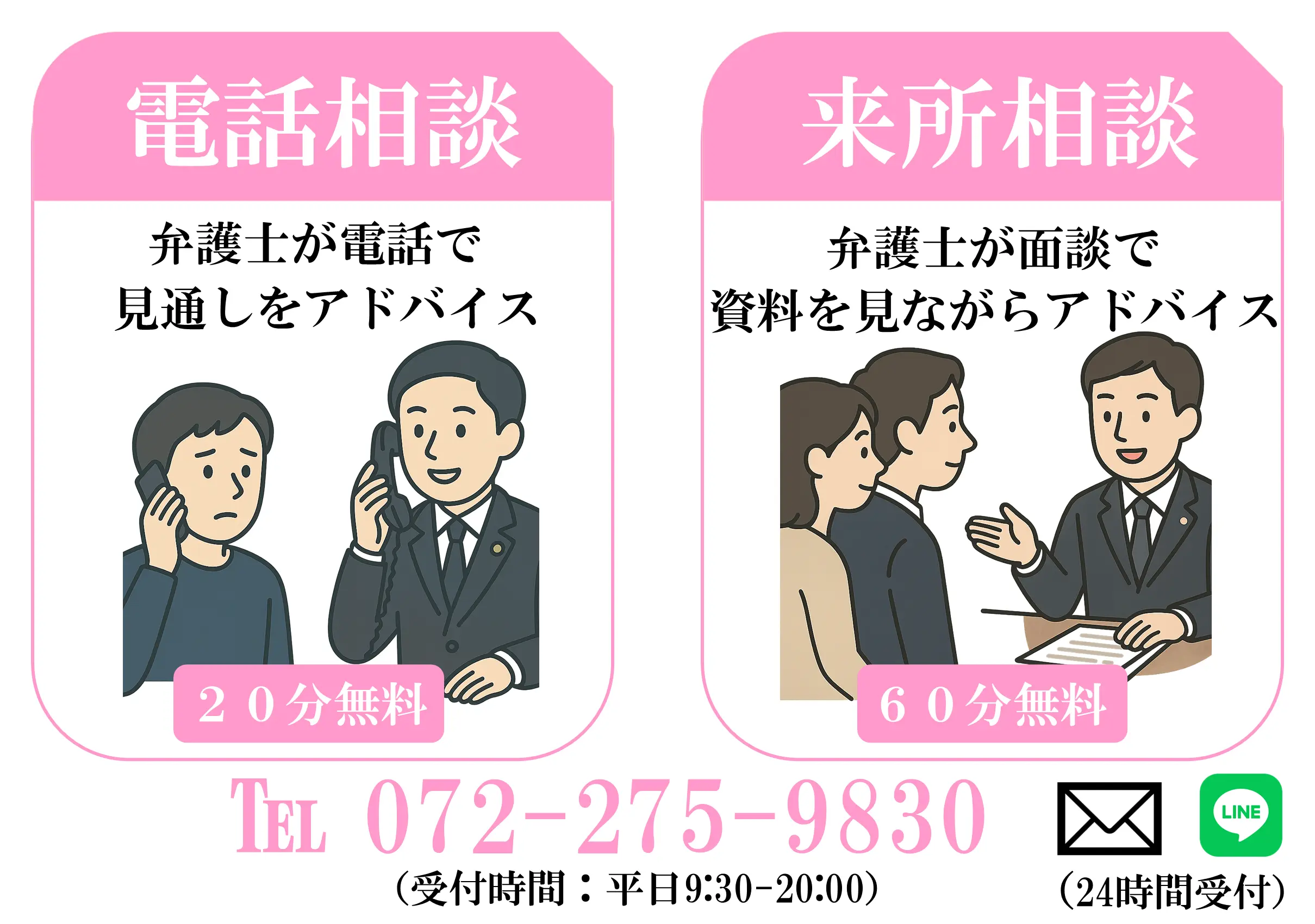 弁護士に電話相談又は面談相談